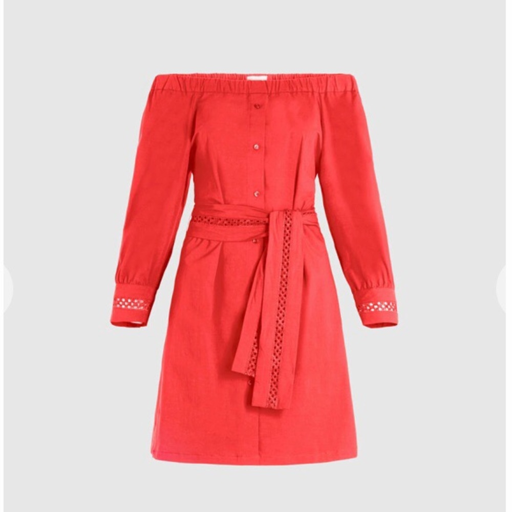 Marella Off shoulder Red Cotton dress